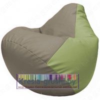 Бескаркасное кресло мешок Груша Г2.3-0219 (светло-серый, оливковый)